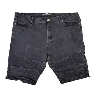 XRAY Jeans Mens Size 50 Black Moto Denim Shorts Ribbed Stretch Cut Off Street